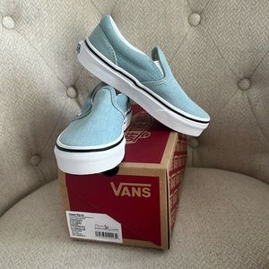 NWT NIB Vans Classic slip on sneakers blue denim size 12 kids